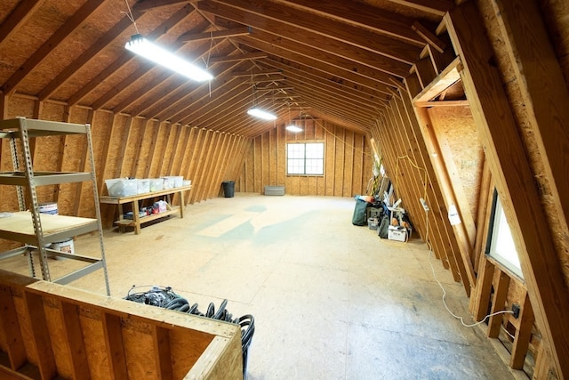 view of unfinished attic