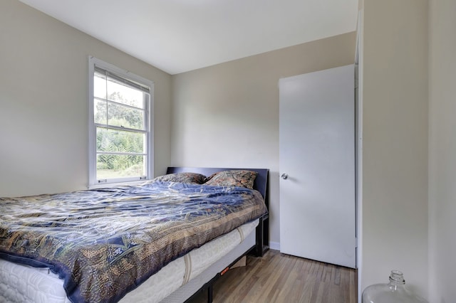 bedroom with hardwood / wood-style flooring