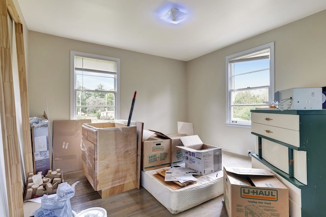 miscellaneous room featuring dark wood-type flooring