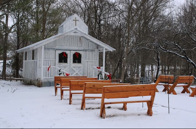 view of snow covered structure