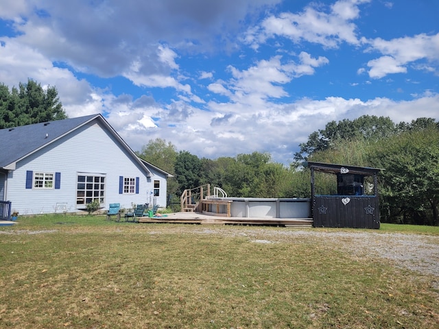 view of yard with a deck