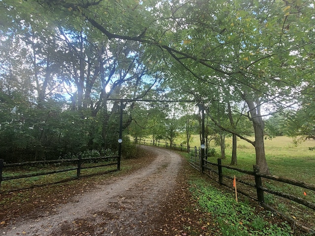 view of road with a rural view