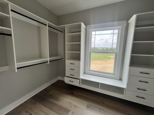 spacious closet featuring hardwood / wood-style floors