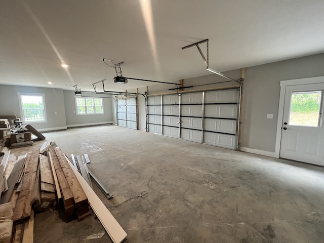 garage with a garage door opener