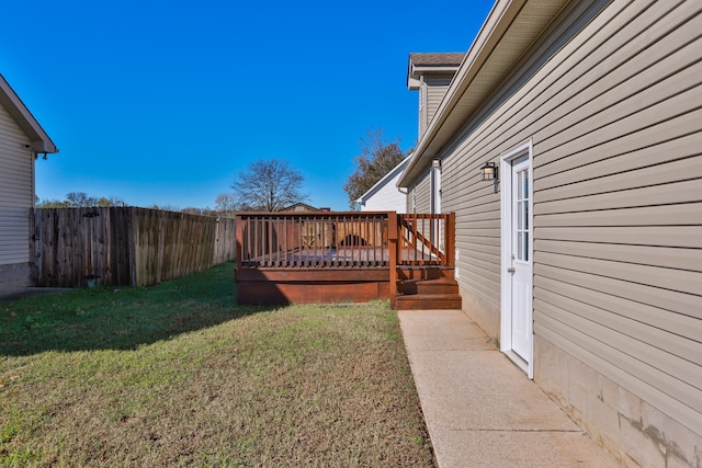 view of yard with a deck