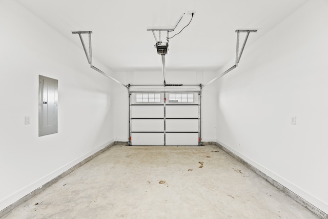 garage featuring a garage door opener and electric panel