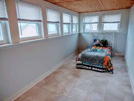 bedroom featuring wood ceiling