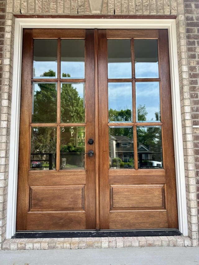 property entrance with french doors