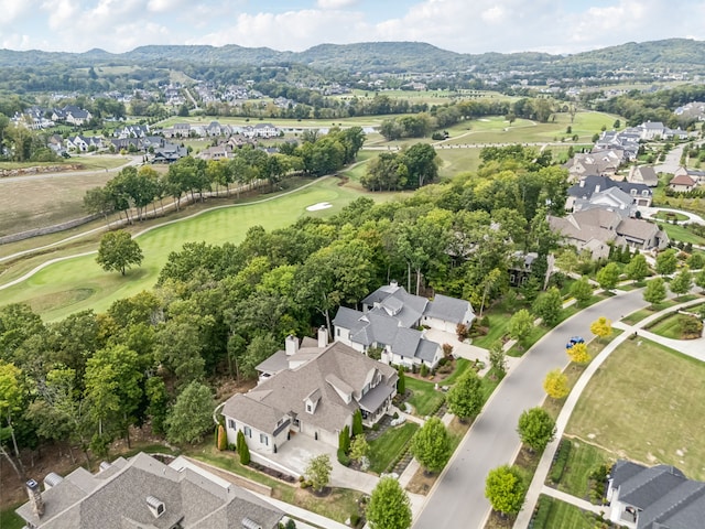 drone / aerial view featuring a mountain view