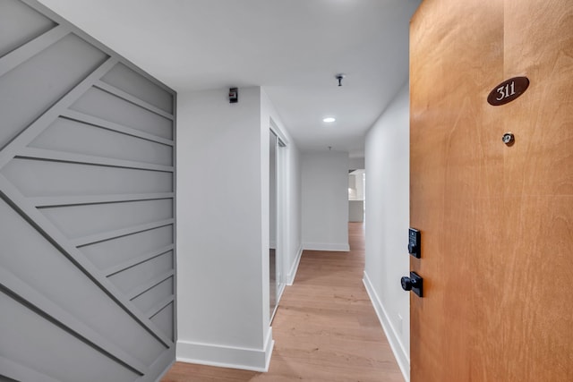 hallway featuring light wood-type flooring