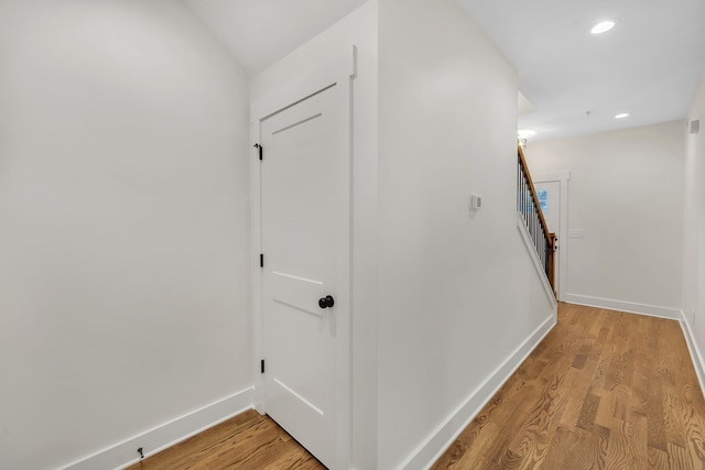 hallway featuring light wood-type flooring