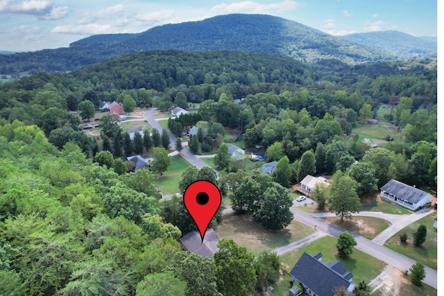 birds eye view of property featuring a mountain view