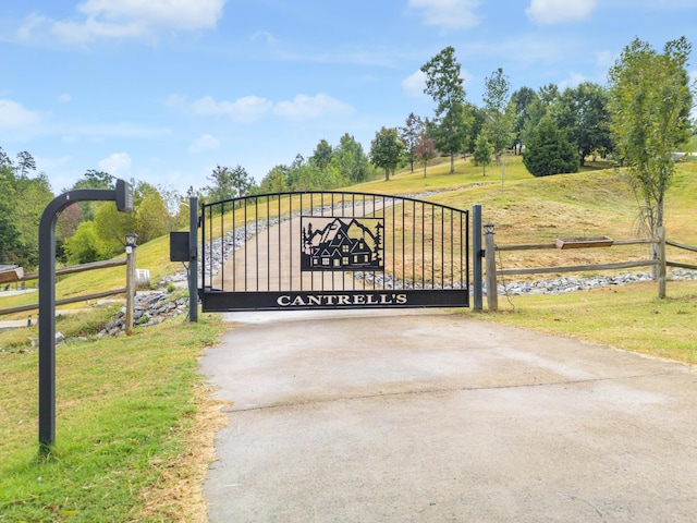 view of gate with a yard