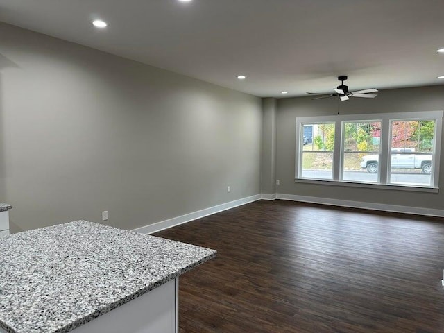 1342 Unity Dr NE Lot 19B, Cleveland, TN 37312 - unfurnished dining area with dark wood-type flooring, recessed lighting, a ceiling fan, and baseboards
