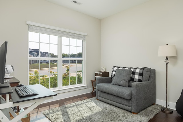 sitting room featuring wood-type flooring