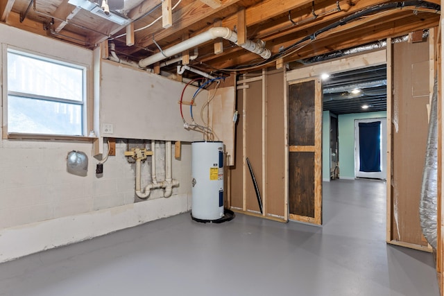 basement with electric water heater