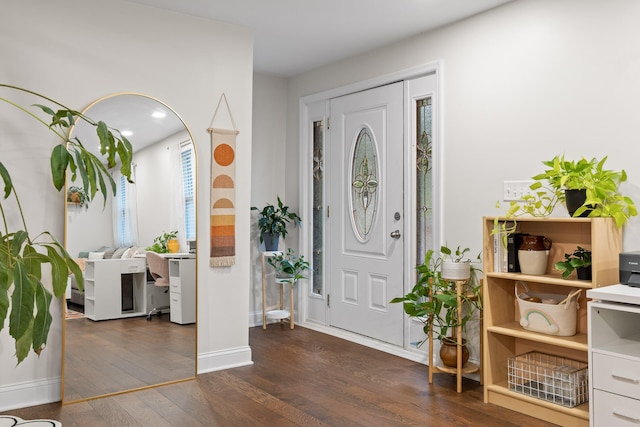 entrance foyer with dark hardwood / wood-style flooring