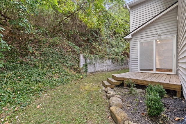 view of yard featuring a deck