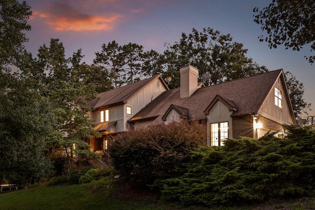 view of property exterior at dusk