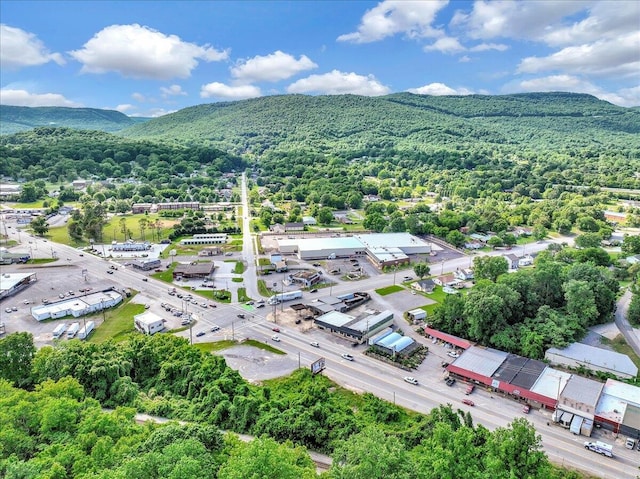 aerial view with a mountain view