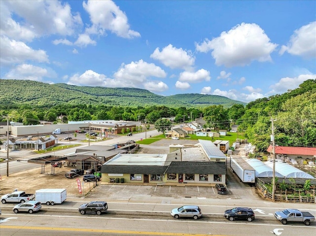 aerial view with a mountain view