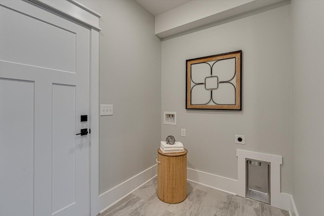 105 Arthur Ln, Cleveland, TN 37312 - washroom with hookup for an electric dryer, light marble finish floors, baseboards, and hookup for a washing machine