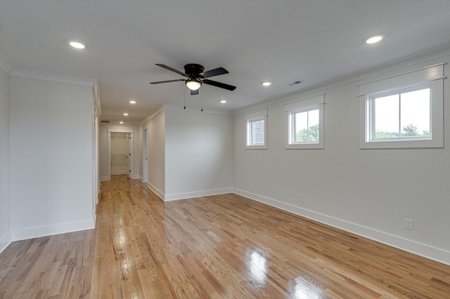 105 Arthur Ln, Cleveland, TN 37312 - unfurnished room featuring ornamental molding, recessed lighting, ceiling fan, light wood-style floors, and baseboards