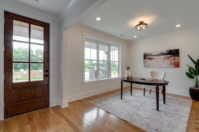 105 Arthur Ln, Cleveland, TN 37312 - home office with ornamental molding, baseboards, wood finished floors, and recessed lighting