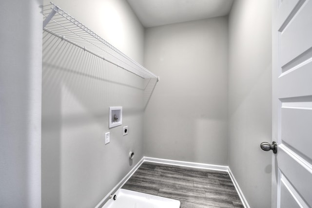 laundry area with washer hookup, dark hardwood / wood-style floors, and hookup for an electric dryer