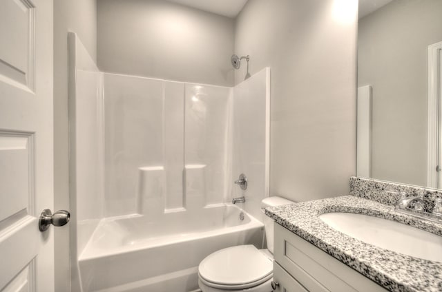 full bathroom with vanity, toilet, and shower / bath combination