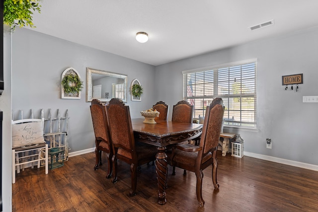 dining room with dark hardwood / wood-style floors