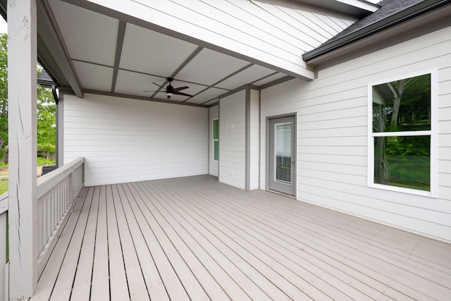 wooden terrace with ceiling fan