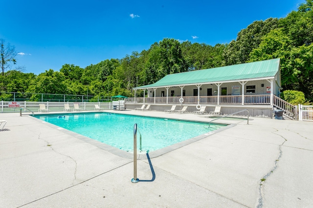 view of pool featuring a patio area