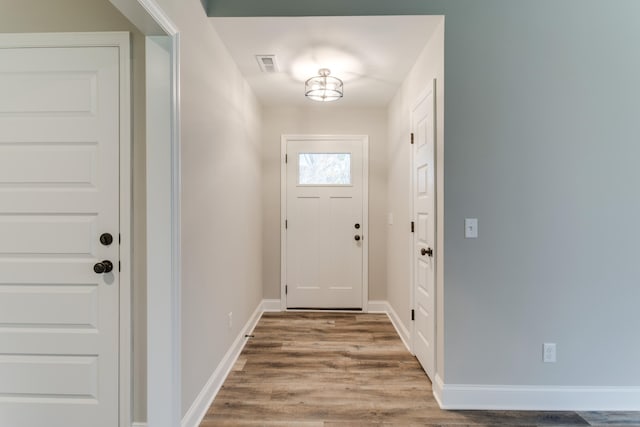 entryway with light wood-type flooring