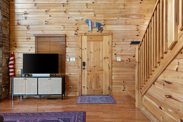 foyer entrance featuring wood-type flooring