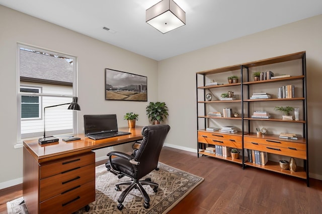 office featuring dark wood-type flooring