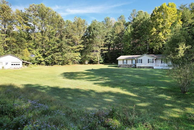 view of yard with an outbuilding