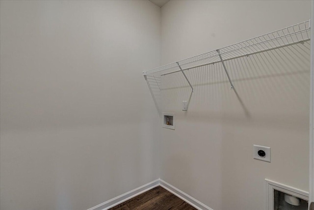 washroom with washer hookup, hardwood / wood-style floors, and hookup for an electric dryer