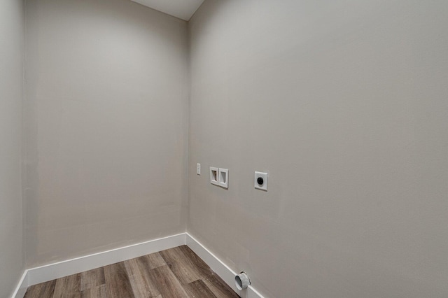 laundry room featuring hardwood / wood-style floors, washer hookup, and hookup for an electric dryer