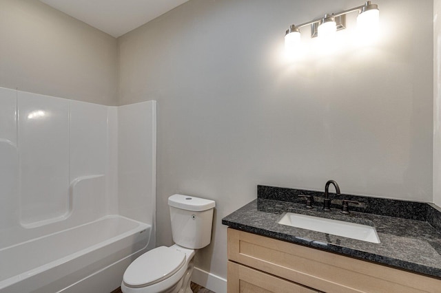 full bathroom with vanity, toilet, and shower / bath combination