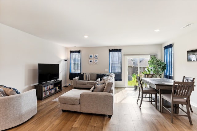 living room featuring light hardwood / wood-style floors