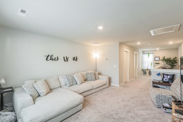 living room featuring carpet floors