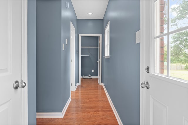 hall featuring light wood-type flooring