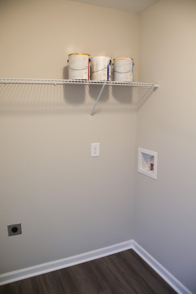 1603 Mantlo St, Springfield, TN 37172 - laundry room featuring electric dryer hookup, dark wood-style flooring, hookup for a washing machine, and baseboards