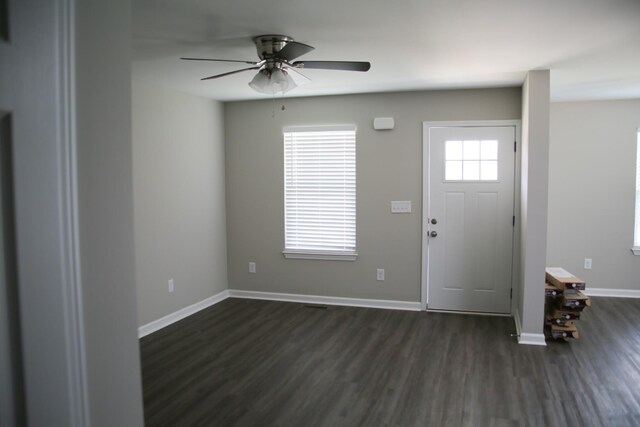 1603 Mantlo St, Springfield, TN 37172 - entrance foyer with dark wood-style floors, a ceiling fan, and baseboards