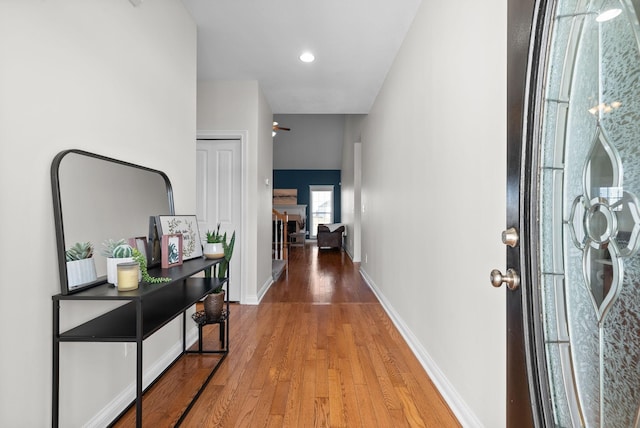 hall featuring hardwood / wood-style flooring