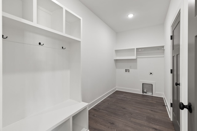 mudroom featuring dark hardwood / wood-style flooring