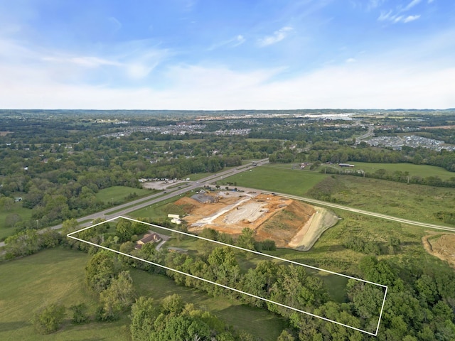 drone / aerial view with a rural view