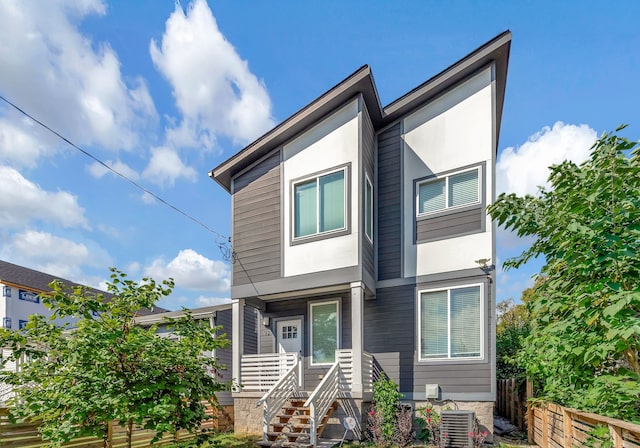 view of front of house with central AC unit