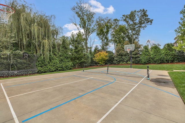 view of basketball court with tennis court